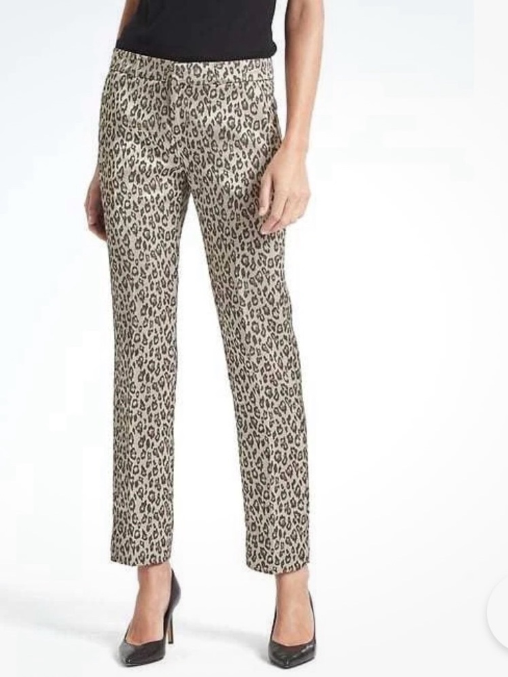 Banana Republic Leopard Print Straight Leg Cropped Pants